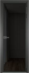 Межкомнатная дверь Profil Doors 1 AV цвет профиля Серая ночь, стекло безопасное 6 мм черное тонированное 800x2000