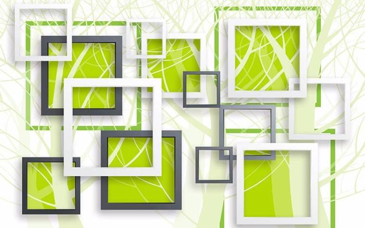 3D Фотообои Artegrafico «Объемные зеленые квадраты» GM-051 канвас