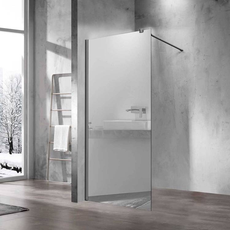 Душевая перегородка Vincea Walk-In VSW-1H100MRGM профиль вороненая сталь, стекло зеркальное, 100x200