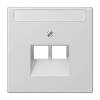 Накладка 2-ой наклонной телефонной/компьютерной розетки с полем для надписи Jung LS 990 светло-серая LS969-2NAUALG