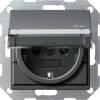 Розетка Gira System 55 Schuko с/з со шторками крышкой 16A 250V безвинтовой зажим антрацит 276228