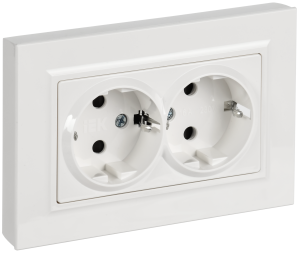 Розетка 2-местная с заземлением и шторками IEK Brite BR-R28-16-K01-F белый