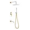 Душевой комплект Boheme Uno 464-2-WG смеситель + верхний + ручной душ, золотой, белый, с изливом
