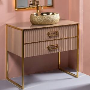 Тумба с раковиной Armadi Art Monaco 100 со столешницей капучино, золото