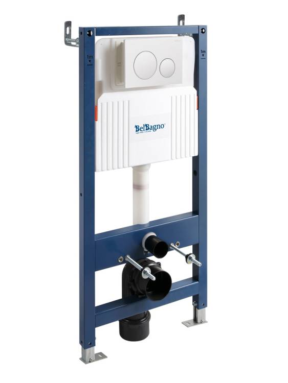 Система инсталляции для унитазов BelBagno BB-101-M-BC клавиша белая глянцевая