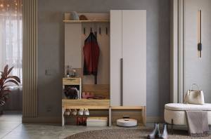 Стенка для прихожей Mebelson Баско К2 ПК02Баско.3369 кашемир/дуб крафт золотой