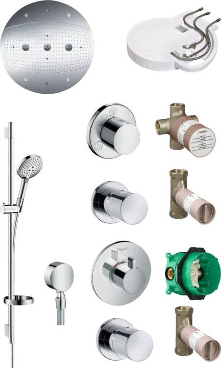 Душевой комплект Hansgrohe Raindance Rainmaker 600 (3 jet) 26117000 + 26631000 + 27506000 + 15932000 + 15972000 + 15756000