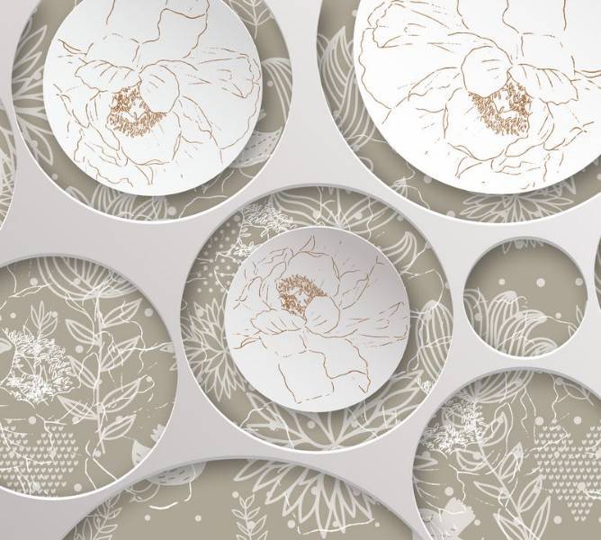 3D Фотообои Artegrafico «Цветы на объемном фоне» GM-113 акварель