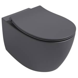 Унитаз подвесной Isvea Sentimenti Neo 10AR02010SV-2C + 40D40522I-S безободковый, с крышкой-сиденьем микролифт, антрацит матовый