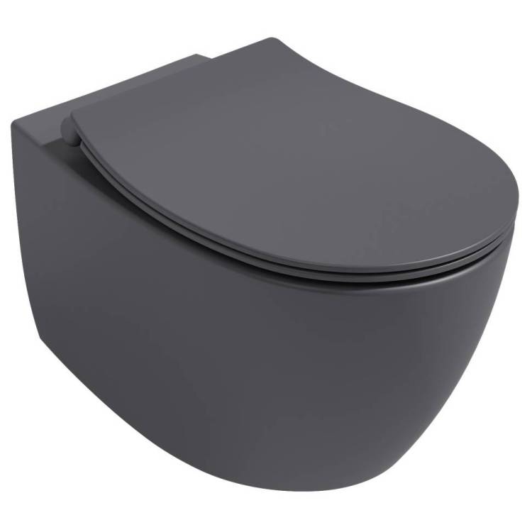 Унитаз подвесной Isvea Sentimenti Neo 10AR02010SV-2C + 40D40522I-S безободковый, с крышкой-сиденьем микролифт, антрацит матовый