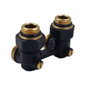 Угловой Н-образный клапан Primoclima Armature PCC3412AMB для нижнего подключения 3/4"х1/2", черный матовый