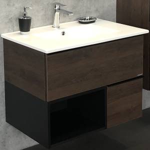 Тумба с раковиной Comforty Франкфурт-75 00004150531 дуб шоколадно-коричневый