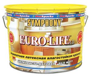 Краска влагостойкая Symphony Euro Life латексная база А 9 л