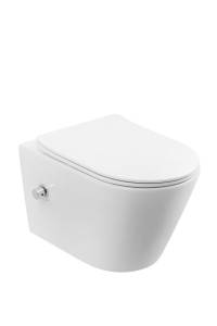 Унитаз подвесной Boheme Avva 973-SET-2-W с функцией биде, с крышкой-сиденьем, белый глянец
