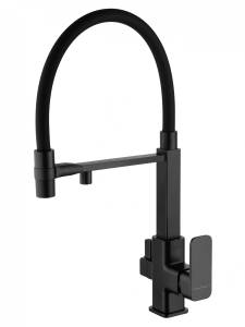 Смеситель для кухни Wonzon & Woghand WW-88458012-MB с гибким изливом и подключением фильтра, черный матовый