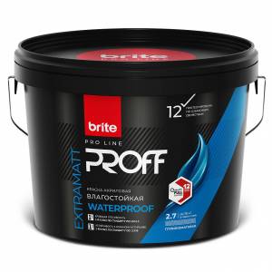 Краска интерьерная влагостойкая Brite Pro Line Proff Waterproof 7 глубокоматовая база С 9 л
