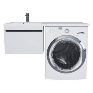 Тумба под раковину Uperwood Magenta 5930205154 под стиральную машину, подвесная, выдвижной ящик, белая, графит, 60 см Тумба под раковину Uperwood Magenta 5930205154 под стиральную машину, подвесная, выдвижной ящик, белая, графит, 60 см