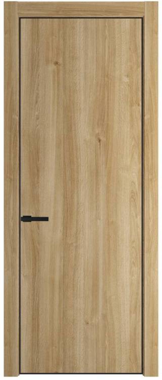 Межкомнатная дверь Profil Doors 1 NA полотно Дуб карамель, профиль черный 800x2000