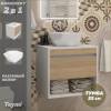 Тумба с раковиной Teymi Ritta подвесная, белый, дуб, 55 см, с раковиной Diamond 48