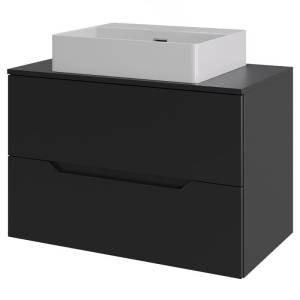 Тумба с раковиной Orange Line Li-70TubMDF+B04-500W черный матовый, 70 см