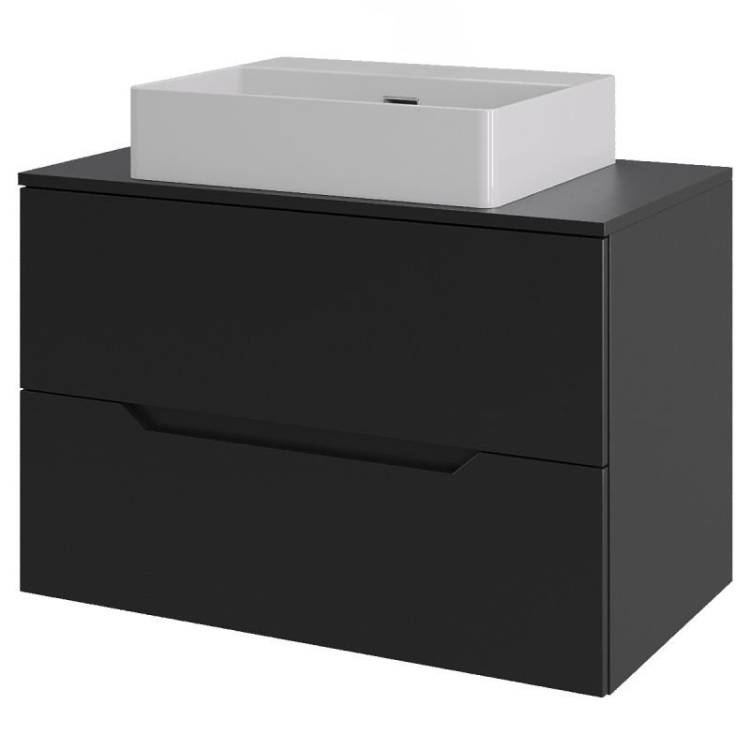 Тумба с раковиной Orange Line Li-70TubMDF+B04-500W черный матовый, 70 см