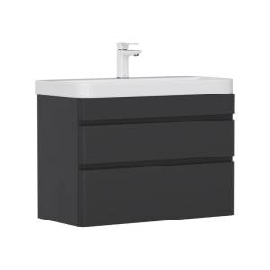 Тумба с раковиной Equil Eltoro 80 подвесная, черный софт