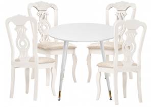 Обеденная группа Woodville Эдолина 579070 white, butter white, стулья ткань