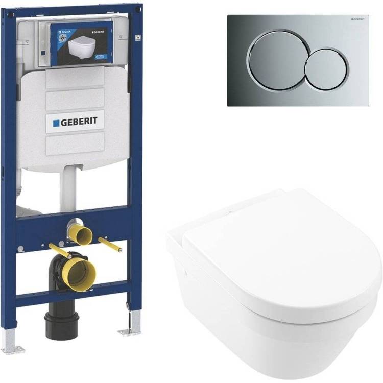 Комплект Унитаз подвесной Villeroy&Boch Architectura 4694HR01 + Инсталляция Geberit Duofix UP 320 111.300.00.5 + Кнопка Sigma 01 115.770.21.5 + Крепления 111.815.00.1
