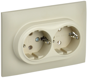Розетка 2-местная с заземлением IEK Skandy SK-R21-16-K10-F бежевый