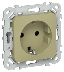 Розетка 1-местная с заземлением IEK Flite FI-R11-16-K26 оливковый