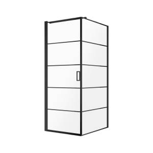 Душевой уголок AQUAme AQM5215-LH-9 900x900x1950 мм, стекло 6 мм, цвет профиля матовый черный, горизонтальные линии