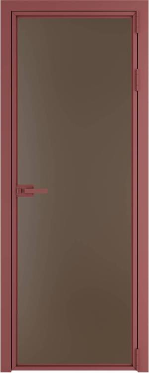 Межкомнатная дверь Profil Doors 1 AX цвет профиля Красный антрацит, стекло безопасное 6 мм монохром гляссе 600x2000