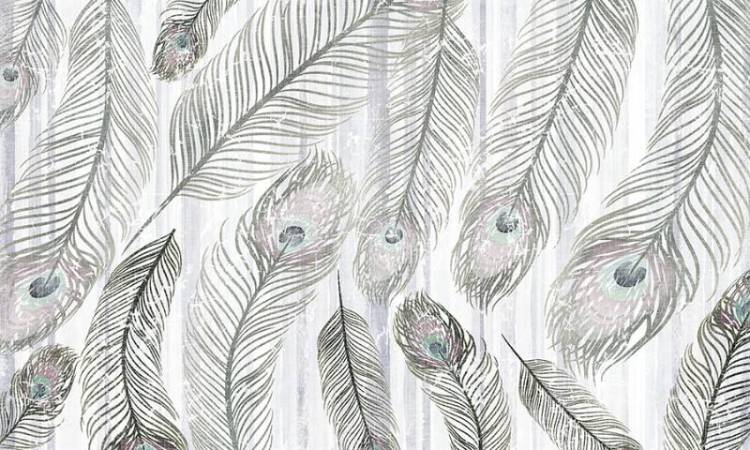 3D Фотообои Artegrafico «Винтажные перья» MN-015 акварель
