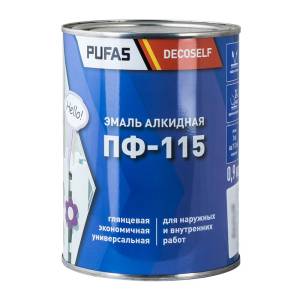 Эмаль Pufas Decoself ПФ-115 серая 0.9 кг