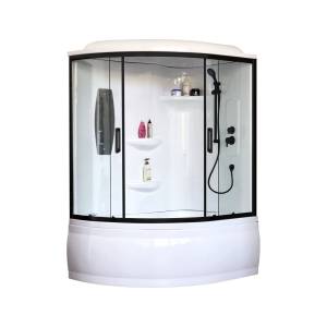 Душевая кабина Royal Bath RB 170ALP-T-BL правая, профиль черный, стекло прозрачное, 170x100x225