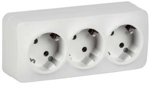 Розетка 3-местная с заземлением IEK Glory ERH31-K01M-16 белый матовый
