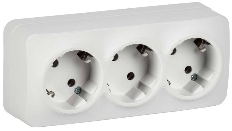 Розетка 3-местная с заземлением IEK Glory ERH31-K01M-16 белый матовый