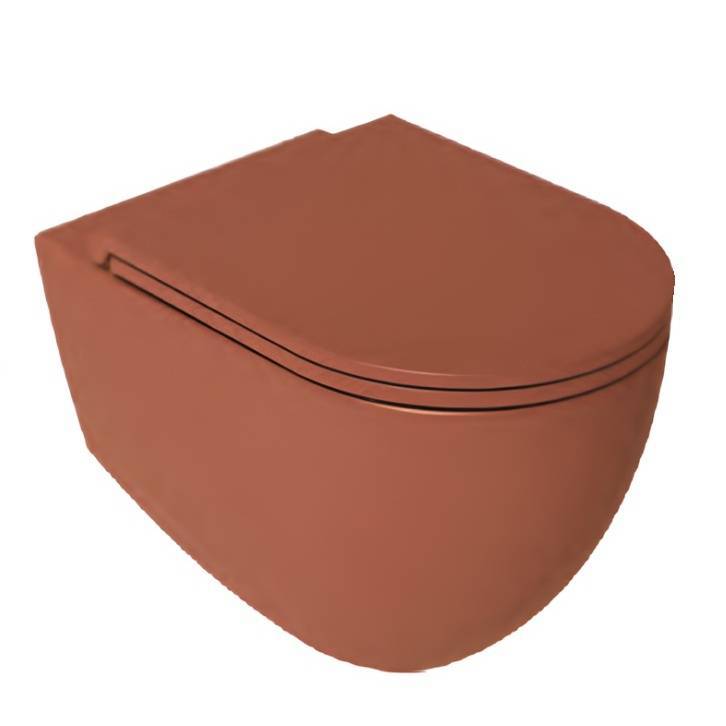 Унитаз подвесной Isvea Infinity 10NF02001SV-2U + 40KF0548I-S безободковый, с крышкой-сиденьем микролифт, терракотовый матовый