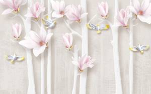 3D Фотообои Artegrafico «Птички в цветущих деревьях» CF-017 канвас