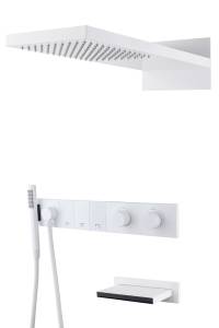 Душевая система Boheme Zodiac  133-2-MW с изливом, с термостатом, трехпозиционная, белый матовый