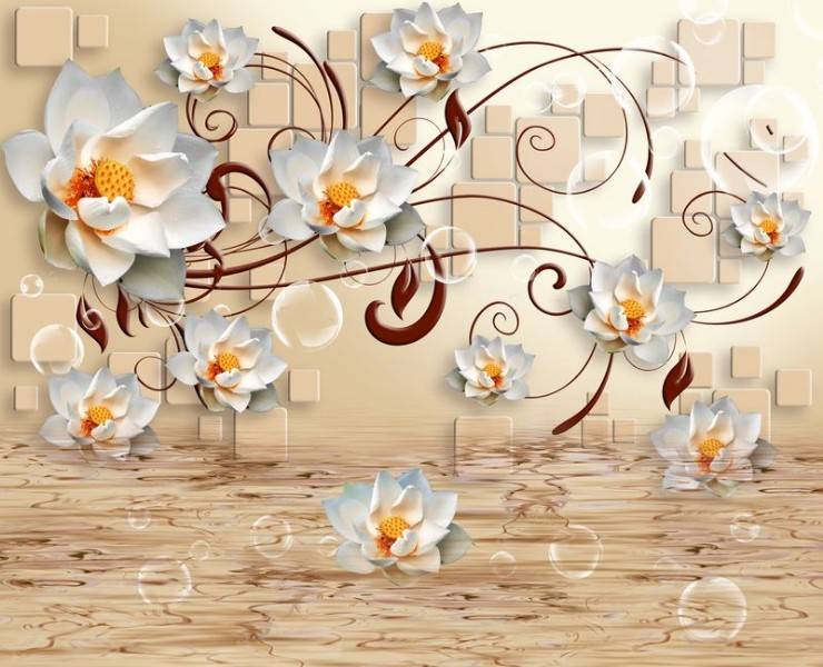 3D Фотообои Artegrafico «Лотосы над водой» GM-103 акварель