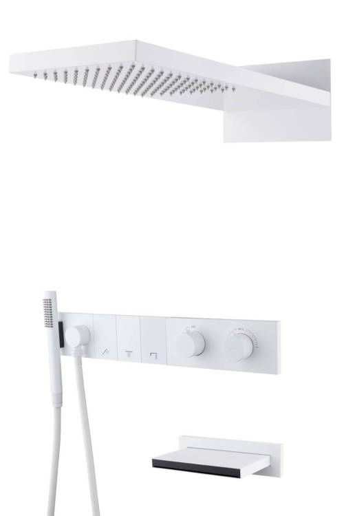 Душевая система Boheme Zodiac  133-2-MW с изливом, с термостатом, трехпозиционная, белый матовый