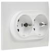 Розетка 2-местная с заземлением и шторками IEK Skandy SK-R24-16-K01-F арктический белый фото 5
