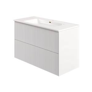 Тумба с раковиной La Fenice Terra Twin Bianco NFNC-01-TER-B-100-2-3-100 белая матовая, 100 см