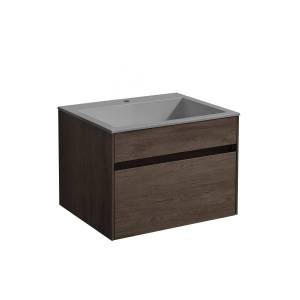 Тумба с раковиной Vincea Chiara 600 1 выкатной ящик, R.Oak, раковина серая