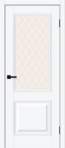 Межкомнатная дверь Bravo Классик-13 полотно White Silk, стекло White Сrystal 900x2000