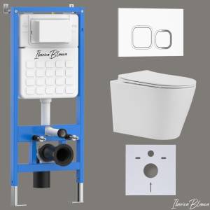 Комплект Iberica Blanca Burgos Alto IB001.BRA.234.831 унитаз безободковый, белый, сиденье микролифт, клавиша смыва белый глянцевый