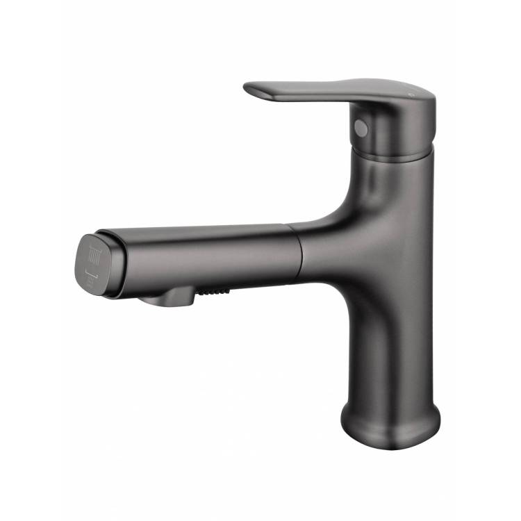 Смеситель для раковины Wonzon & Woghand WW-AE4151-BGG с выдвижным изливом, темный графит