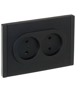 Розетка 2-местная с защитными шторками IEK Forte&Piano FP-R23-10-1-K02 черный