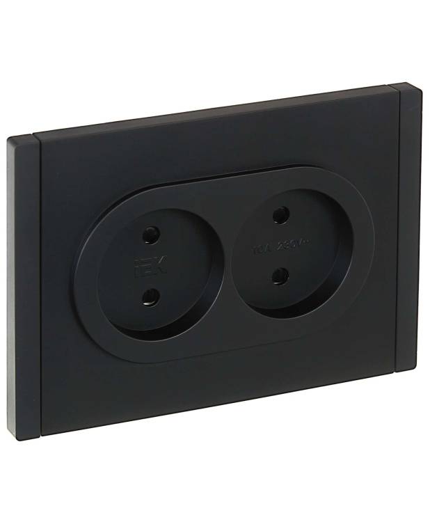 Розетка 2-местная с защитными шторками IEK Forte&Piano FP-R23-10-1-K02 черный